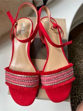 Lexi & Abbie Braided Fringe Strap Sandals (barley worn, with box)